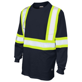 Tough Duck ST21 Type O Class 1 Cotton Jersey Long Sleeve Safety Shirt - Navy