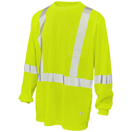 Tough Duck ST22 Type R Class 2 Polyester Jersey Long Sleeve Safety Shirt - Yellow/Lime