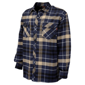 Tough Duck WS04 Heavy Flannel Overshirt - Navy/Tan Plaid