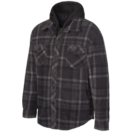 Tough Duck WS161 Sherpa-Lined Fleece Jac-Shirt - Charcoal Plaid