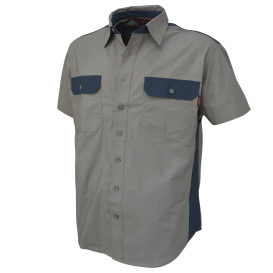 Tough Duck WS18 Short Sleeve Stretch Ripstop Color Block Shirt - Grey Navy