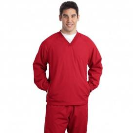 Sport-Tek TJST72 Tall V-Neck Raglan Wind Shirt - True Red