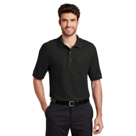 Port Authority TLK500P Tall Silk Touch Polo with Pocket - Black