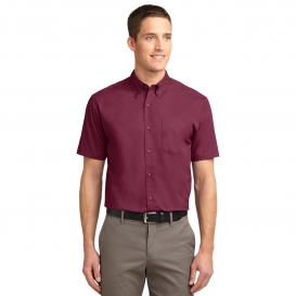 Port Authority TLS508 Tall Short Sleeve Easy Care Shirt - Burgundy/Light Stone