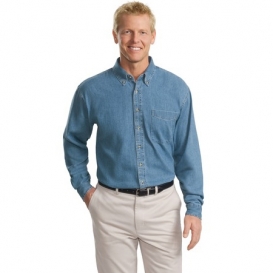 Port Authority TLS600 Tall Long Sleeve Denim Shirt - Faded Blue