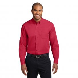 Port Authority TLS608 Tall Long Sleeve Easy Care Shirt - Red/Light Stone