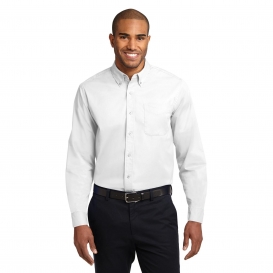 Port Authority TLS608 Tall Long Sleeve Easy Care Shirt - White/Light Stone