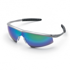 Crews Tremor Safety Glasses - Silver Frame - Emerald Mirror Lens