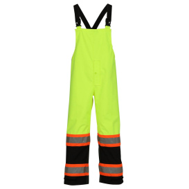 Tingley O24122C Class E Black Bottom Safety Rain Bib Overalls - Yellow/Lime