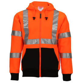 Tingley S78129 Type R Class 3 Black Bottom Hooded Safety Sweatshirt - Orange