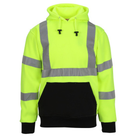 Tingley S78322 Type R Class 3 Black Bottom Hooded Safety Sweatshirt - Yellow/Lime