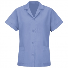 Red Kap TP23 Women\'s Loose Fit Short Sleeve Smock - Button Front - Light Blue