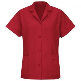 Red Kap TP23 Women\'s Loose Fit Short Sleeve Smock - Button Front - Red