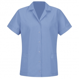 Red Kap TP27 Women\'s Loose Fit Short Sleeve Smock - Gripper Front - Light Blue