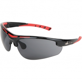 MCR Safety DM1222P Dominator DM2 Safety Glasses - Black/Red Frame - Gray Lens