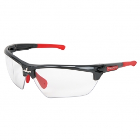 MCR Safety DM1310P Dominator DM3 Safety Glasses - Gray/Red Frame - Clear Lens
