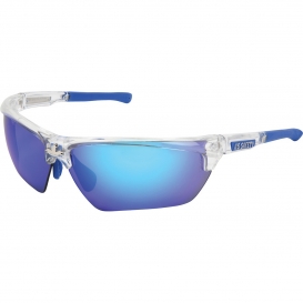 MCR Safety DM1328BZ Dominator DM3 Safety Glasses - Blue/Clear Frame - Polarized Blue Mirror Lens