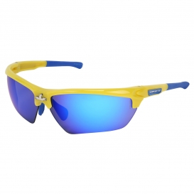 MCR Safety DM1348B Dominator DM3 Safety Glasses - Blue/Yellow Frame - Blue Mirror Lens
