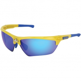 MCR Safety DM1348B Dominator DM3 Safety Glasses - Blue/Yellow Frame - Blue Mirror Lens