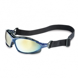 Uvex Seismic Safety Glasses - Blue Frame - Indoor/Outdoor Anti-Fog Mirror Lens