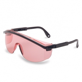 Uvex Astrospec 3000 Safety Glasses - Black Spatula Temples - Pink Anti-Fog Lens