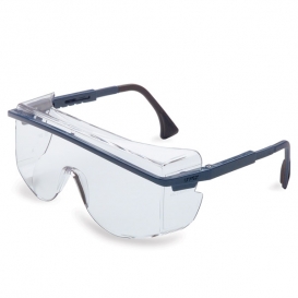 Uvex Astro OTG 3001 Safety Glasses - Blue Frame - Clear Anti-Fog Lens