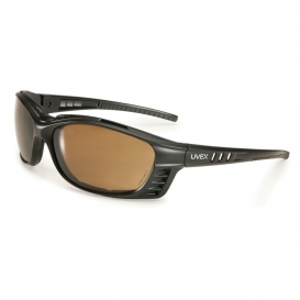 Uvex S2601HS Livewire Safety Glasses - Black Frame - Brown HydroShield Anti-Fog Lens