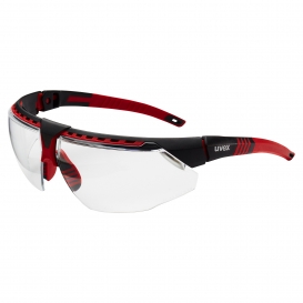Uvex S2860 Avatar Safety Glasses - Red Frame - Clear Lens
