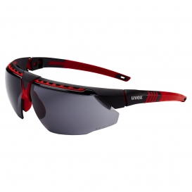 Uvex S2861HS Avatar Safety Glasses - Red Frame - Gray HydroShield Anti-Fog Lens