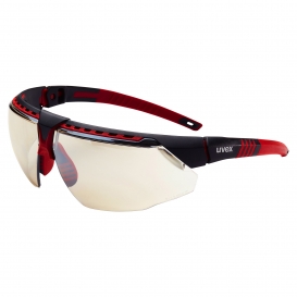 Uvex S2864 Avatar Safety Glasses - Red Frame - Indoor/Outdoor Mirror Lens
