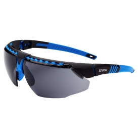 Uvex S2871HS Avatar Safety Glasses - Blue Frame - Gray HydroShield Anti-Fog Lens