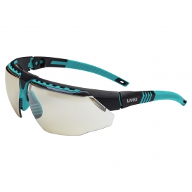 Uvex S2884 Avatar Safety Glasses - Teal Frame - Indoor/Outdoor Mirror Lens