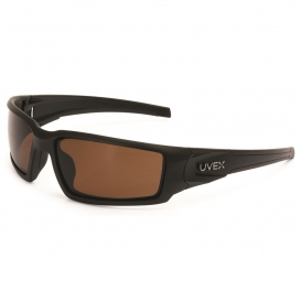 Uvex S2949 Hypershock Safety Glasses - Matte Black Frame - Espresso Polarized Lens