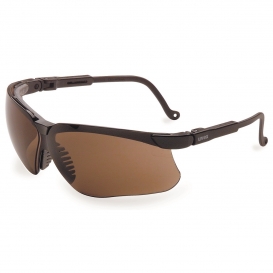 Uvex S3201HS Genesis Safety Glasses - Black Frame - Brown HydroShield Anti-Fog Lens