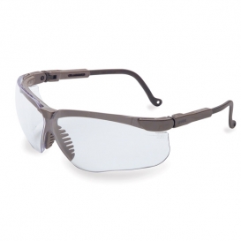Uvex Genesis Safety Glasses - Brown Frame - Clear Anti-Fog Lens