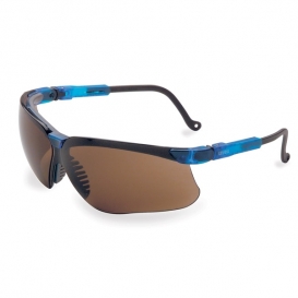Uvex Genesis Safety Glasses - Blue Frame - Brown Anti-Fog Lens