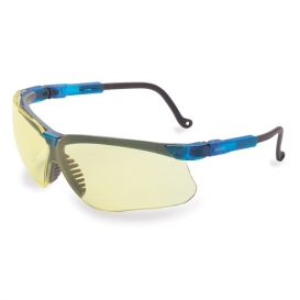 Uvex Genesis Safety Glasses - Blue Frame - Yellow Lens