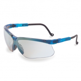 Uvex Genesis Safety Glasses - Blue Frame - Indoor/Outdoor Mirror Lens