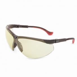 Uvex Genesis XC Safety Glasses - Black Frame - Amber Indoor/Outdoor Mirror Lens