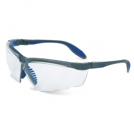 Uvex Genesis X2 Safety Glasses - Silver/Navy Frame - Clear Anti-Fog Lens
