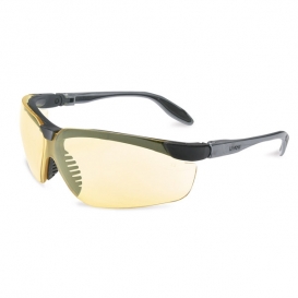 Uvex Genesis S Safety Glasses - Black Frame - Amber Anti-Fog Lens