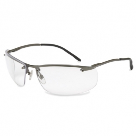 Uvex Slate Safety Glasses - Silver Metal Frame - Clear Anti-Fog Lens