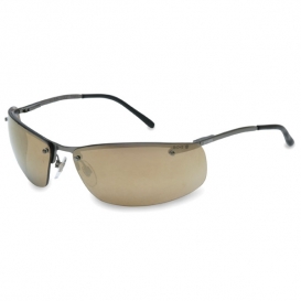 Uvex Slate Safety Glasses - Silver Metal Frame - Gold Mirror Lens
