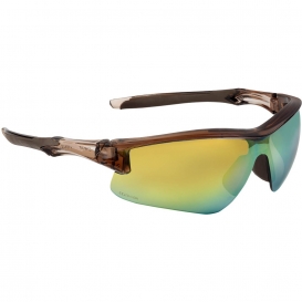 Uvex S4174 Acadia Safety Glasses - Brown Frame - Orange Mirror Lens