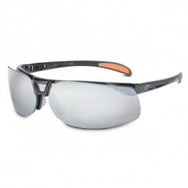 Uvex Protege Safety Glasses - Black Frame - Silver Mirror Lens