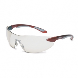 Uvex Ignite Safety Glasses - Red Temples - Indoor/Outdoor Mirror Lens