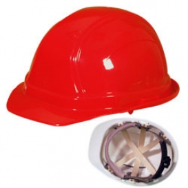 OccuNomix V200 Vulcan Cap Style Hard Hat - 6-Point Ratchet Suspension - Red