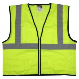 MCR Safety VCL2MLZ Economy Type R Class 2 Mesh Safety Vest with Zipper - Yellow/Lime