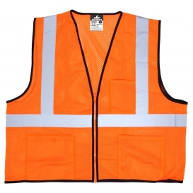 MCR Safety VCL2MOZ Economy Type R Class 2 Mesh Safety Vest with Zipper - Orange