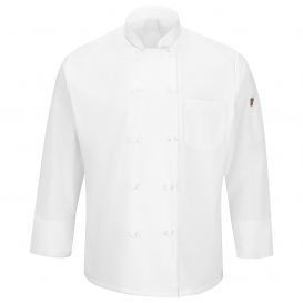 Chef Designs 044X Men\'s Ten Knot Button Chef Coat with OilBlok and MIMIX - White